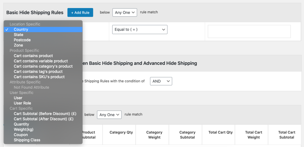Hide shipping method for WooCommerce