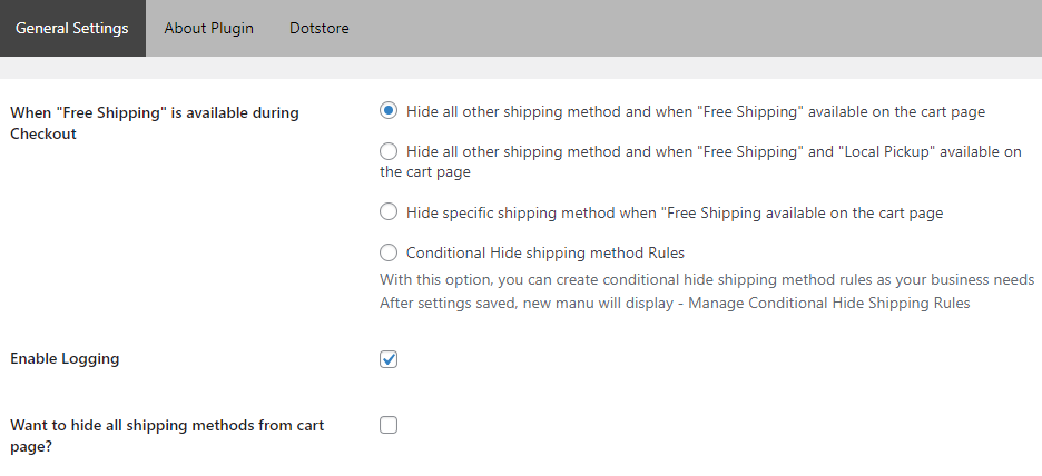 hide shipping settings 1