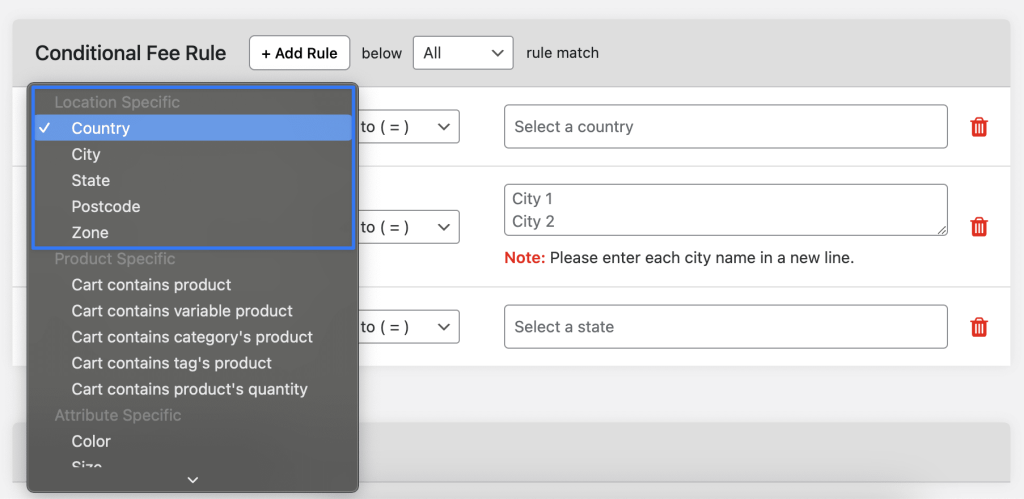 Location-based Conditions