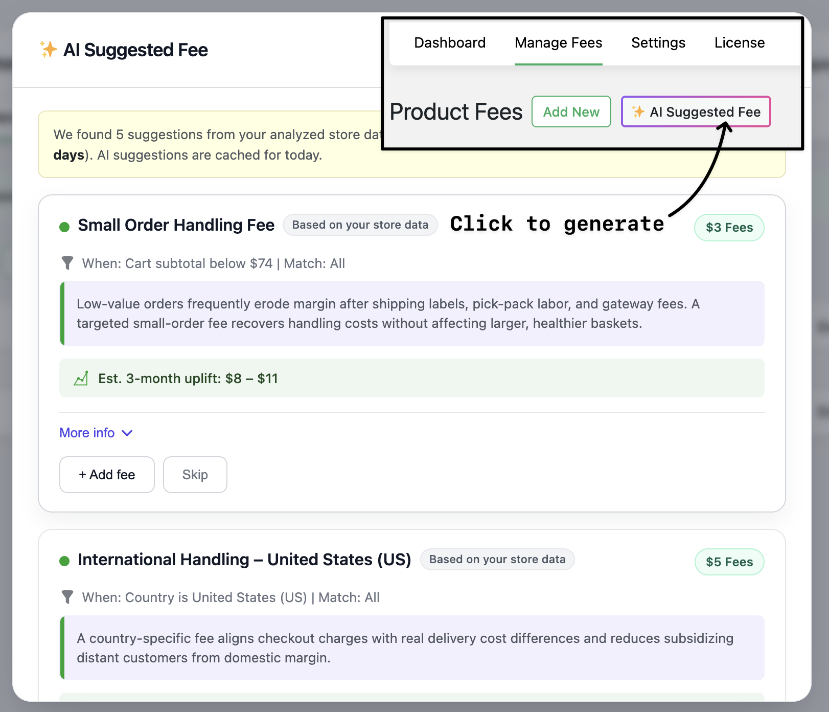12 AI suggested fee