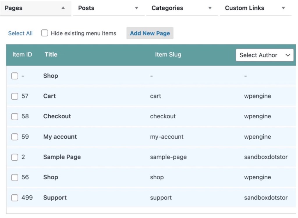Quickly add WordPress menu items by search and click