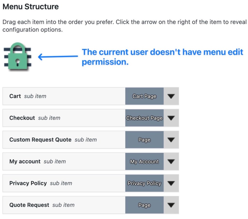 WordPress Menu Lock Functionality