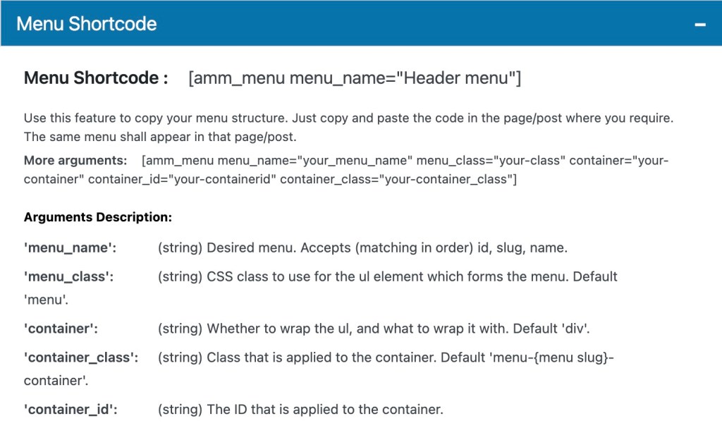 Customize WordPress menu using custom shortcode parameters