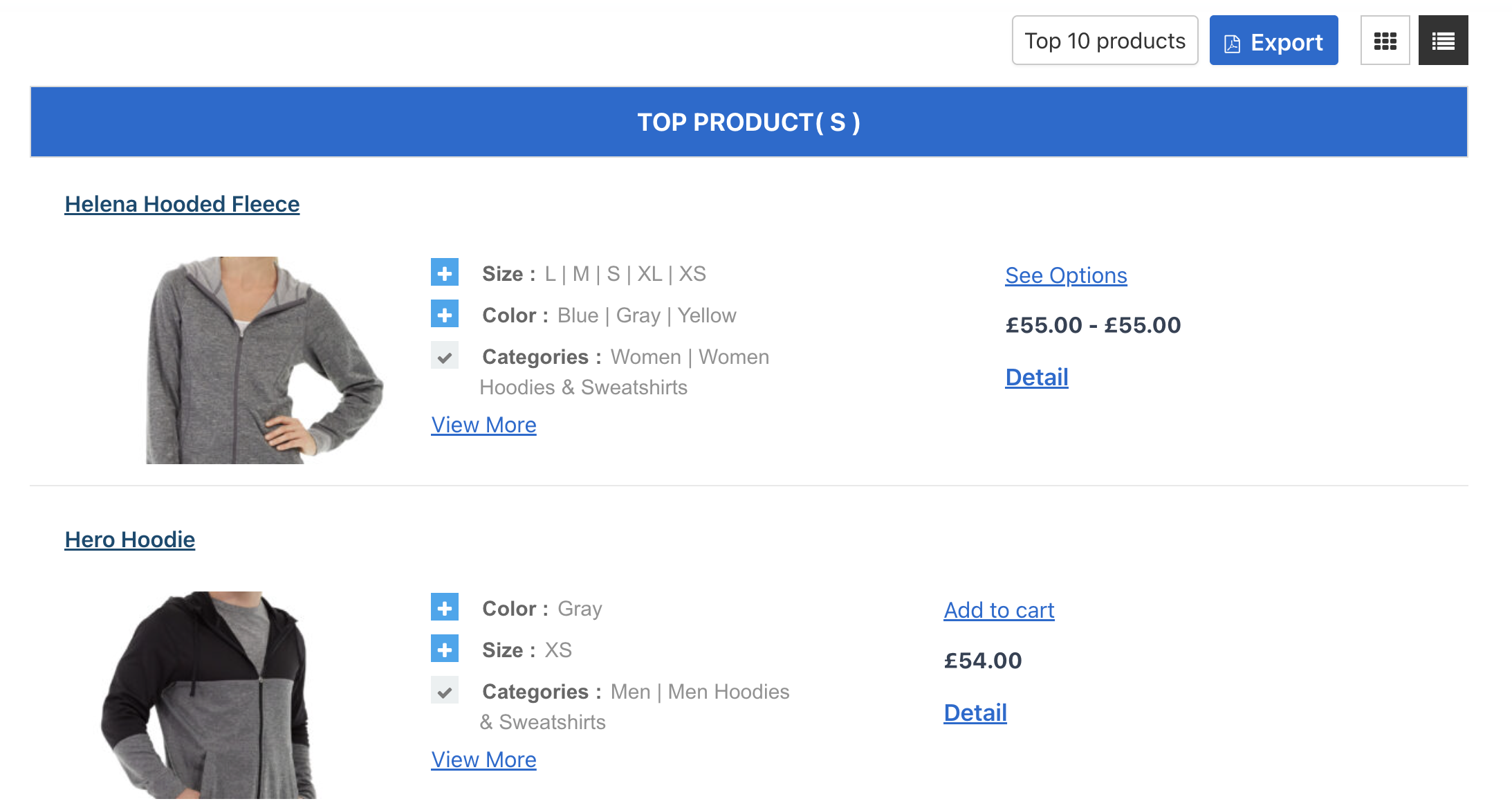 12 Product Layout and export results as PDF