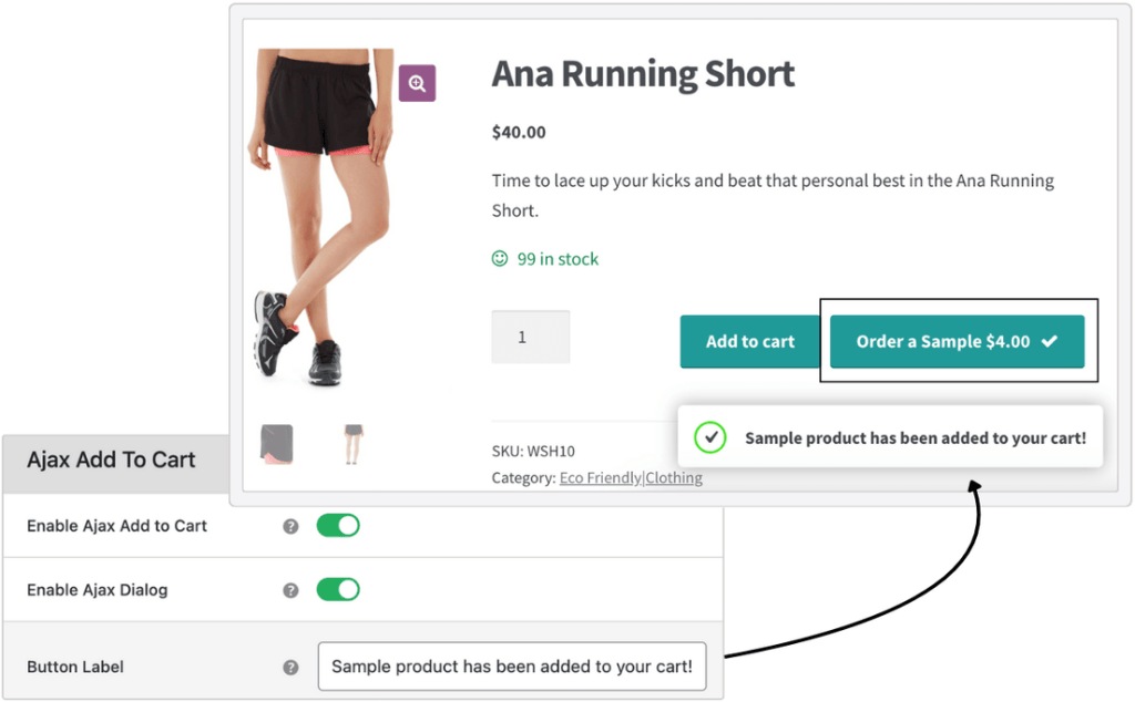 Ajax add to cart for WooCommerce Product Sample