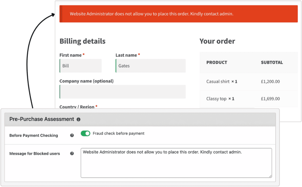 WooCommerce Fraud Check Before Payment Processing