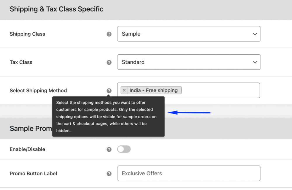 Select Shipping Method For Sample Order