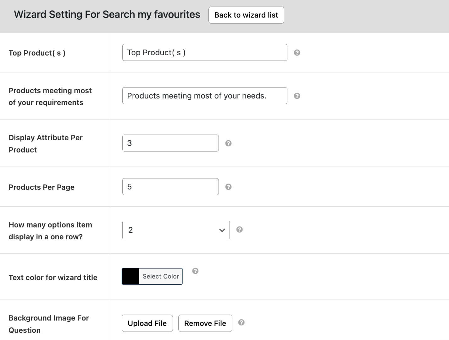 Configure the Wizard Settings