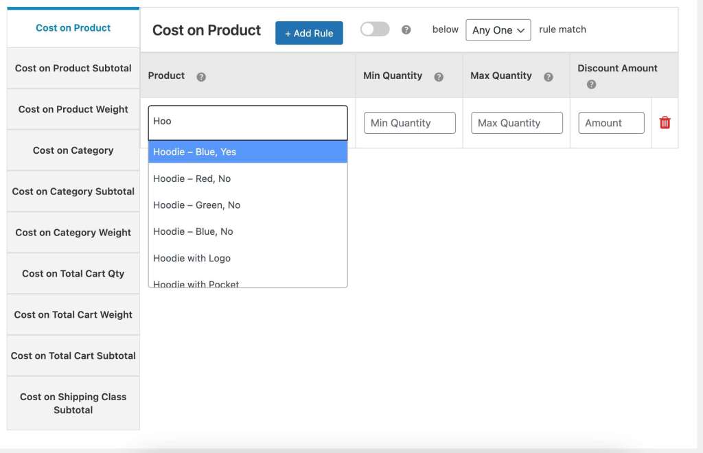 dotstore add advanced pricing rules cost on product