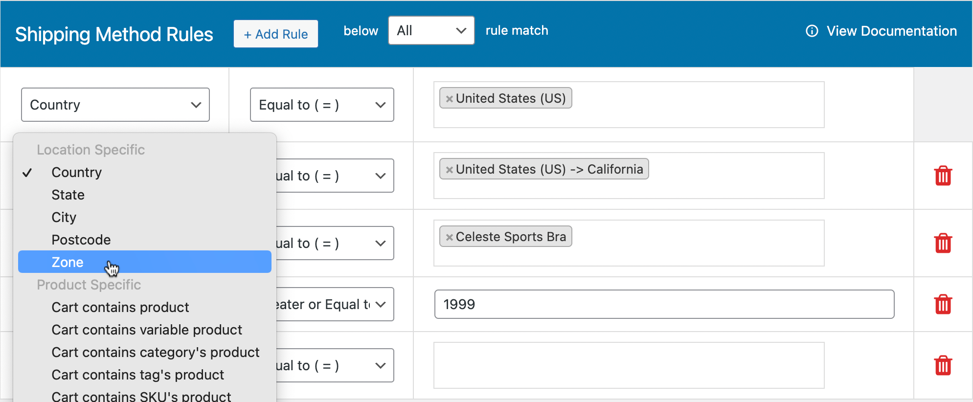 flat rate rules screenshot