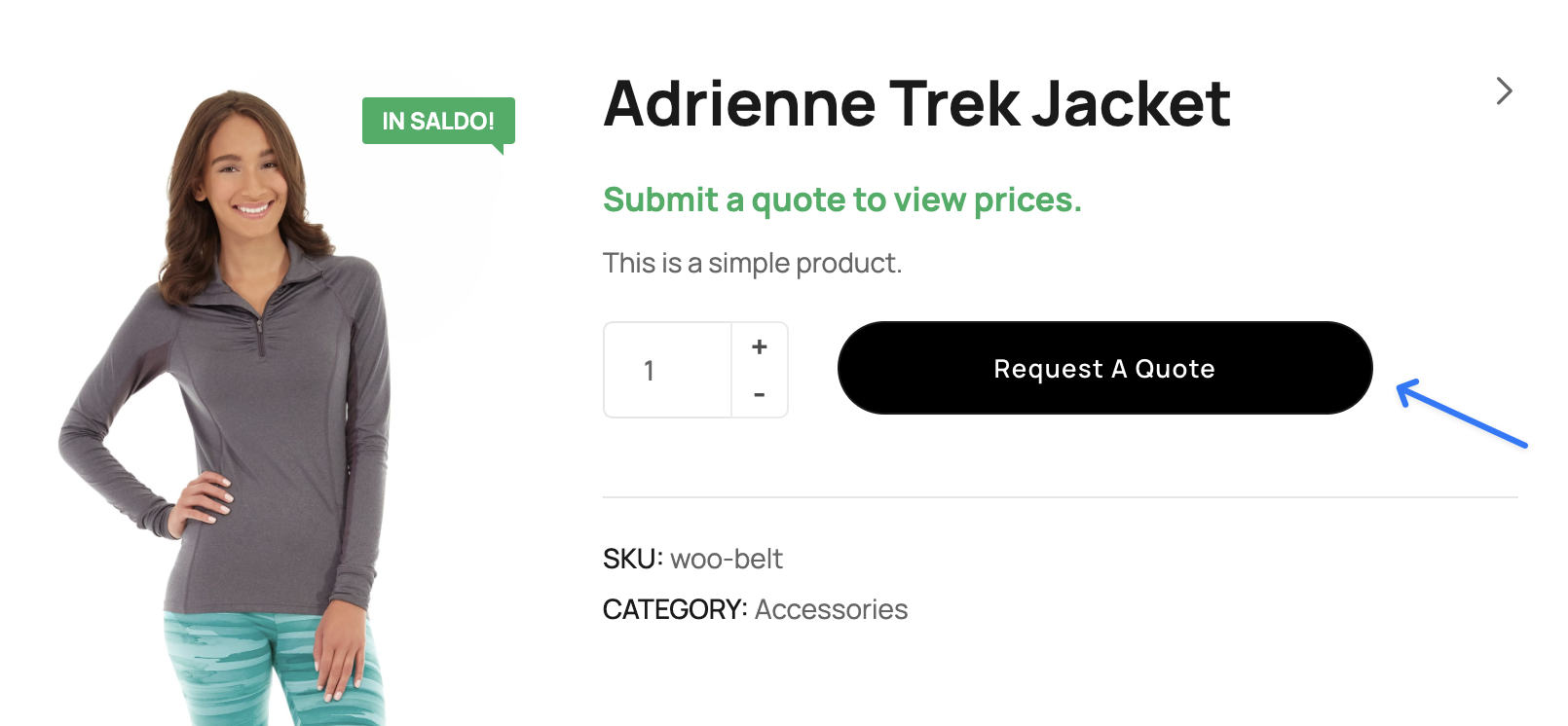 Product Page with Request Quote Button in WooCommerce