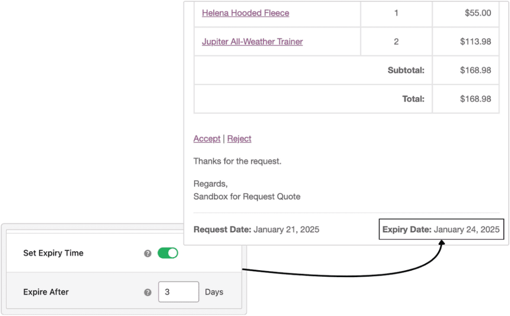 Set Expiry date for Request Quote Button in WooCommerce
