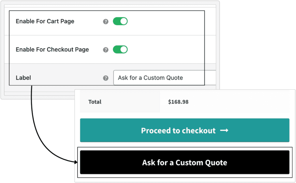 Enable Request Quote in WooCommerce Cart page