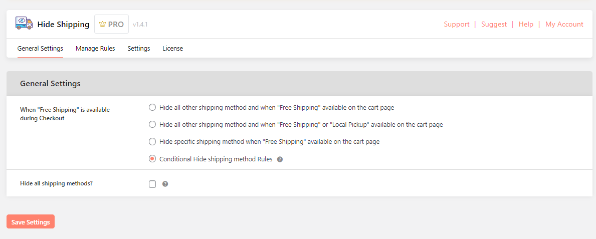Hide shipping method for WooCommerce plugin - 1