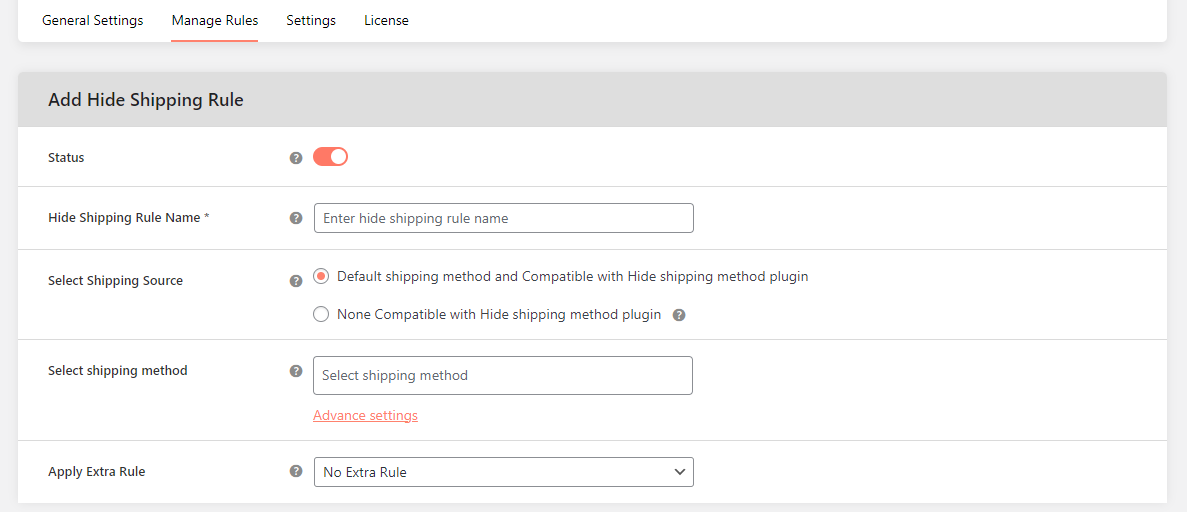 Hide shipping method for WooCommerce plugin - 3
