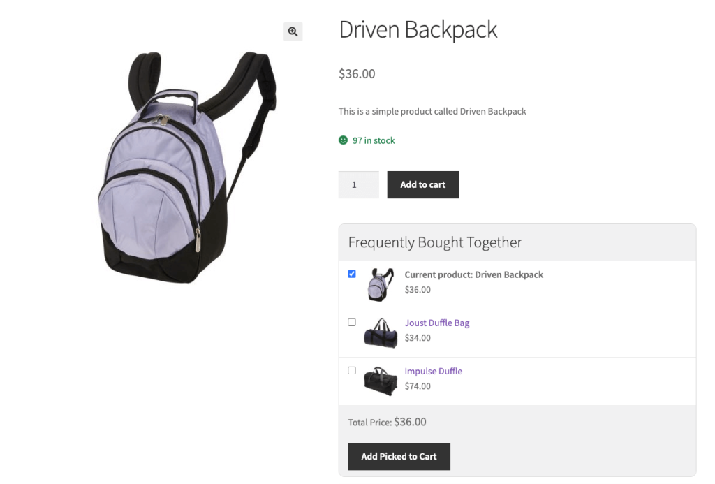 frequently bought together feature