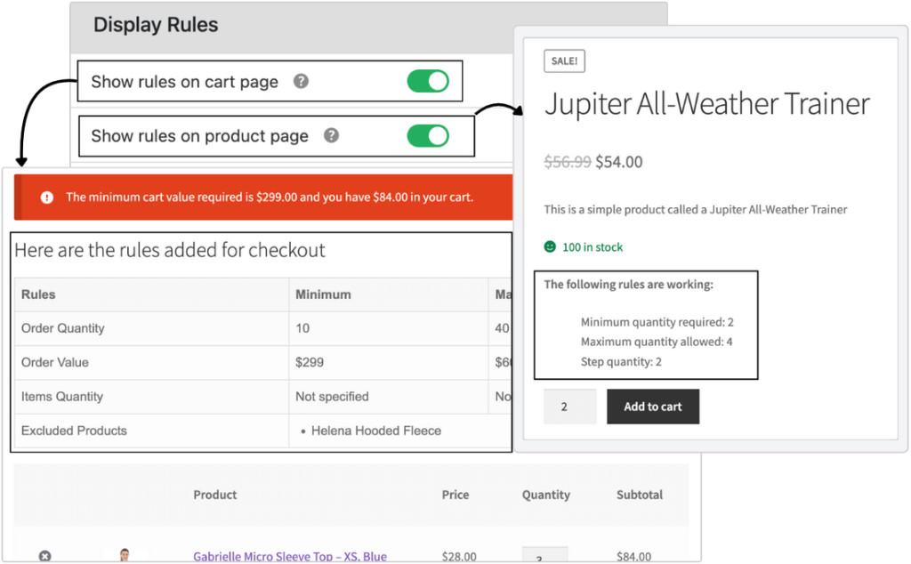 Display Rules on Product and Cart Pages in WooCommerce