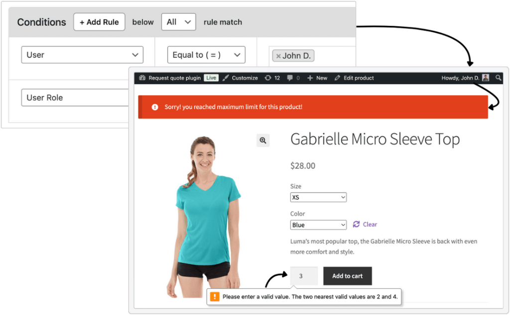User specific quantity rules in WooCommerce
