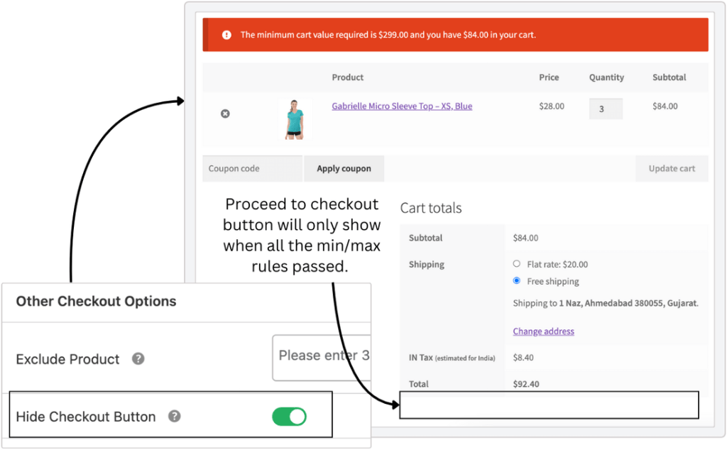 Hide Process to Checkout button in WooCommerce