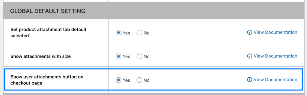 Show user attachments button on checkout page