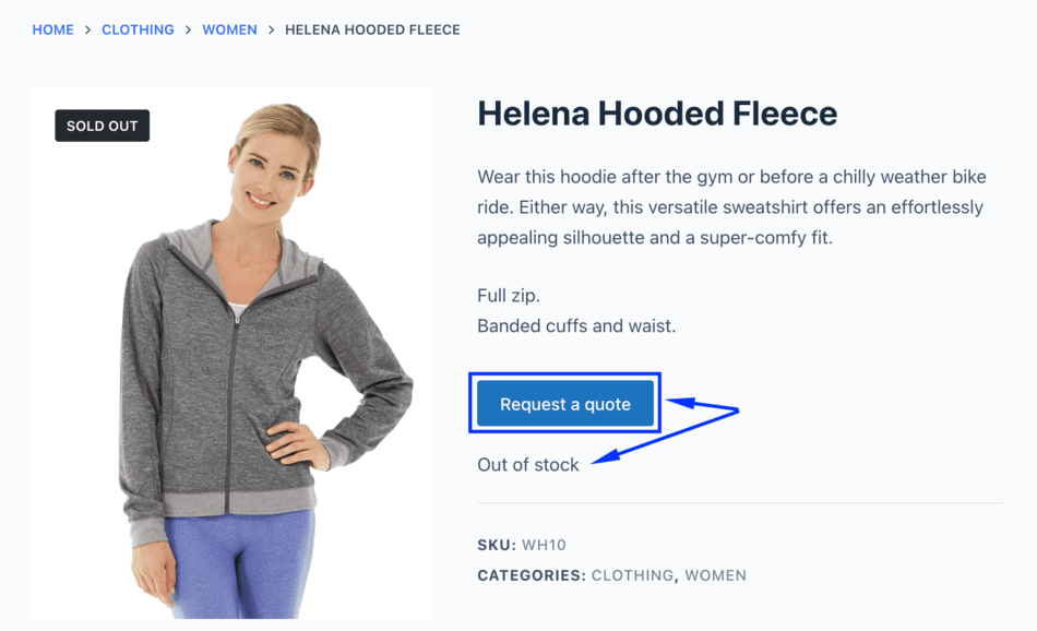 woocommerce quote request button on single product
