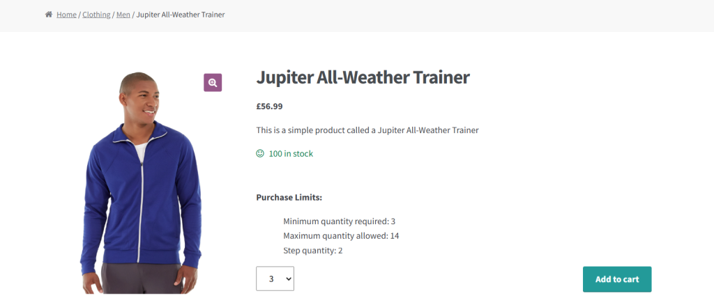 WooCommerce quantity selector dropdown