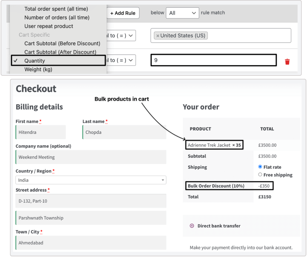 Bulk order discount with Dynamic pricing strategy