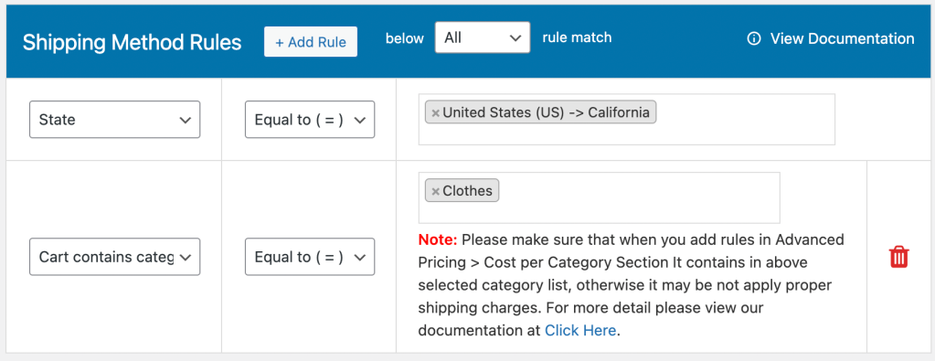 Free shipping rule configuration