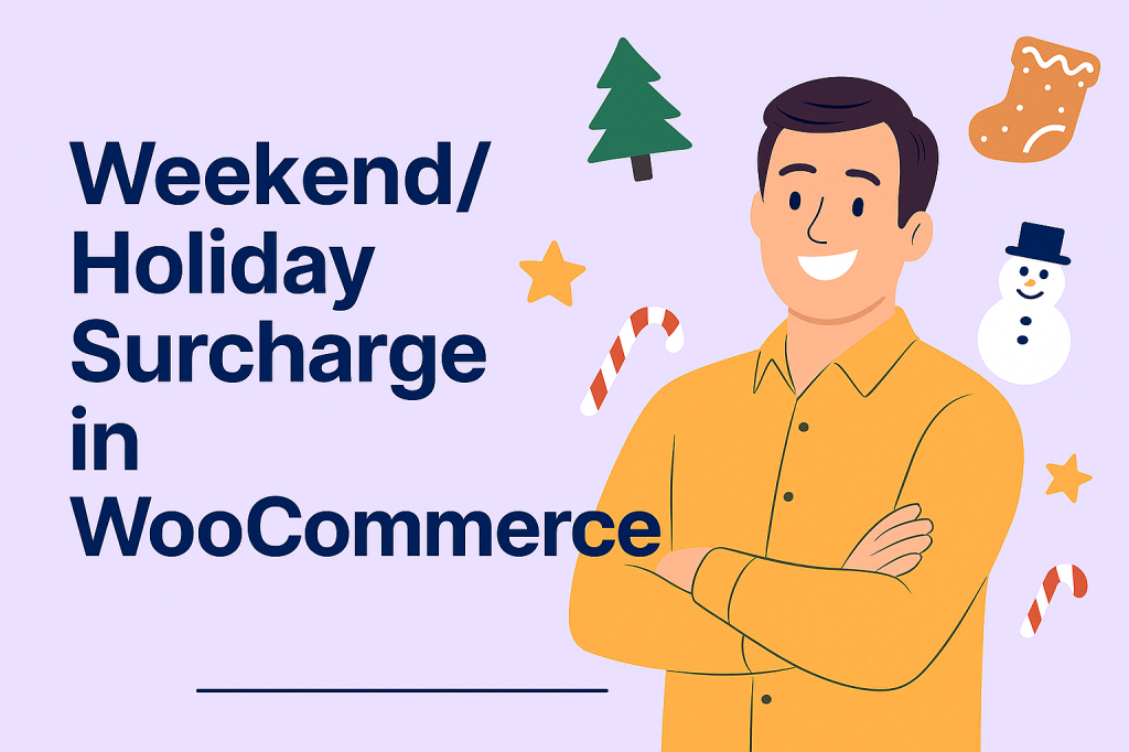 How to Add Holiday Extra Fees in WooCommerce featured image with happy store owner