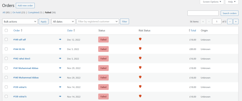 WooCommerce Fraud Prevention plugin - WooCommerce spam order failed