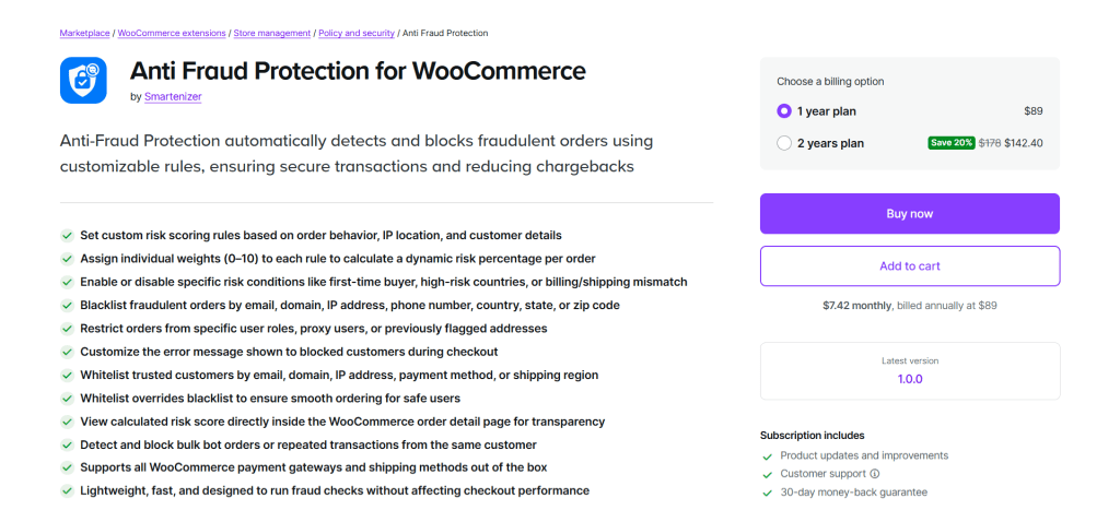 WooCommerce anti fraud plugins -Anti-Fraud-Protection Smartenizer