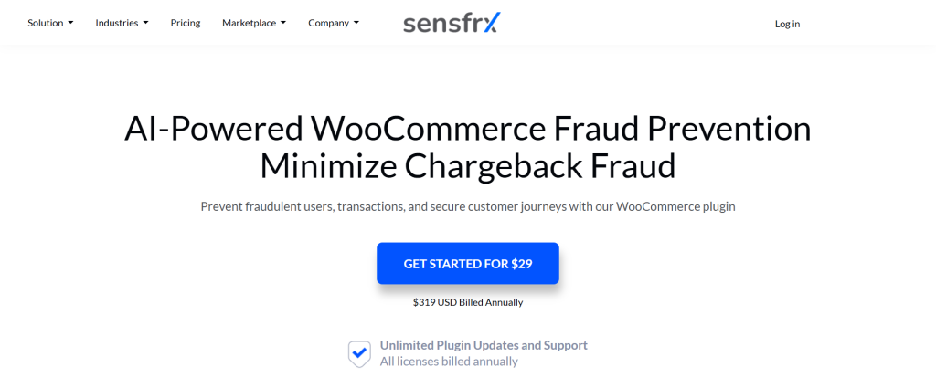 WooCommerce anti fraud plugins -Sensfrx