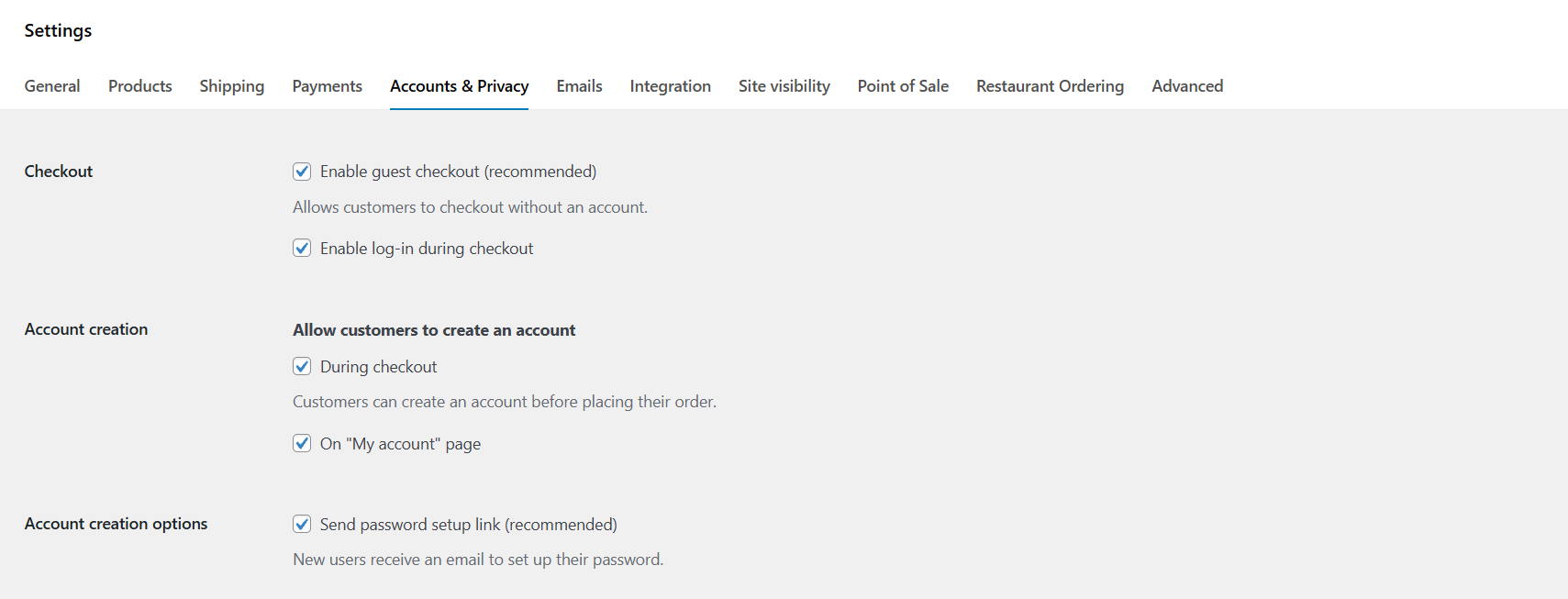 WooCommerce anti spam - default settings 1