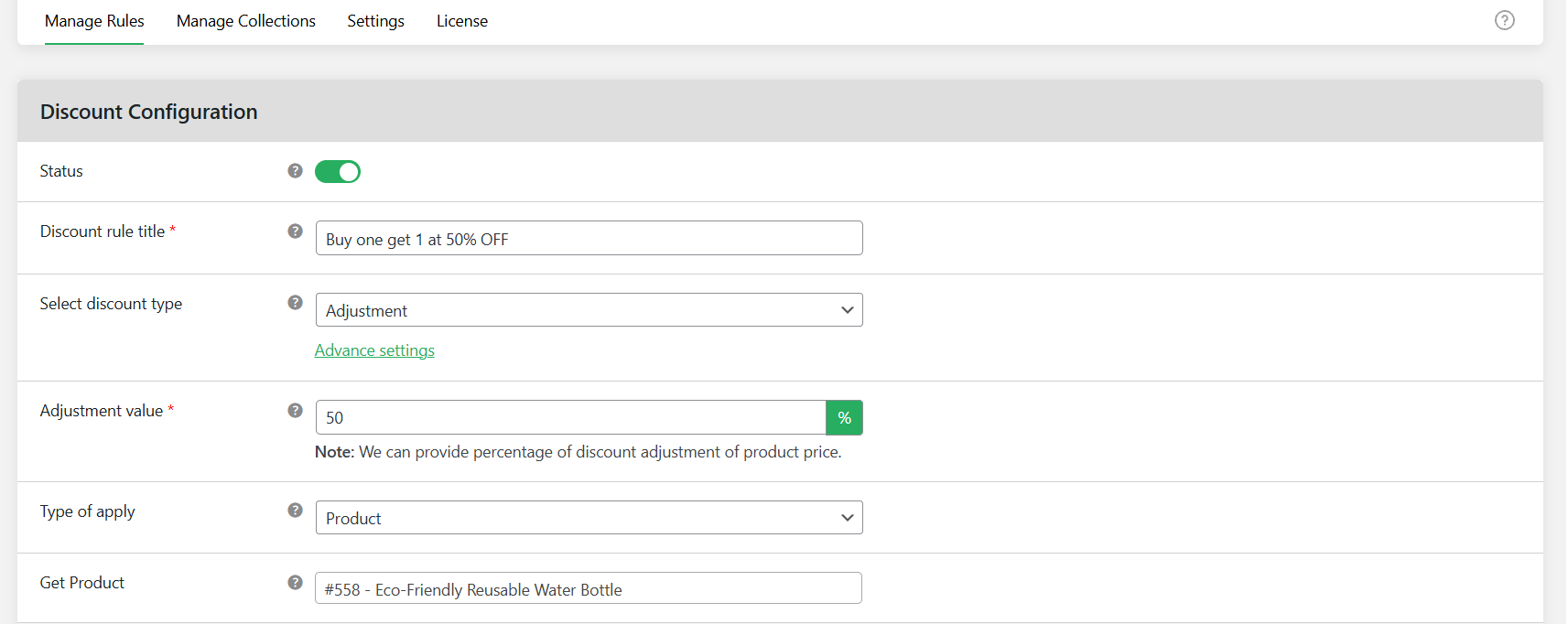 WooCommerce buy X get Y - B1G50 off 1