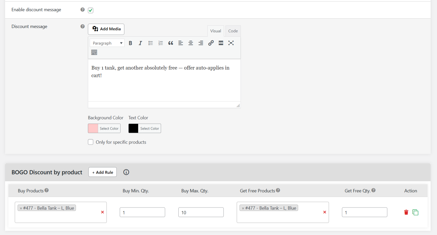 WooCommerce buy X get Y free - B1G1 admin 2