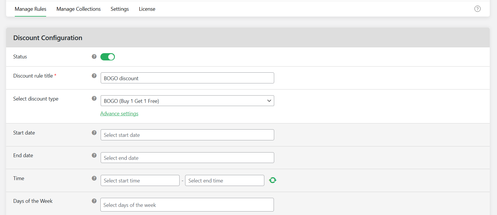 WooCommerce buy X get Y free - BOGO admin 1