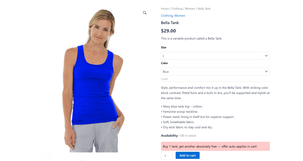 buy X get Y free WooCommerce - product detail page BOGO