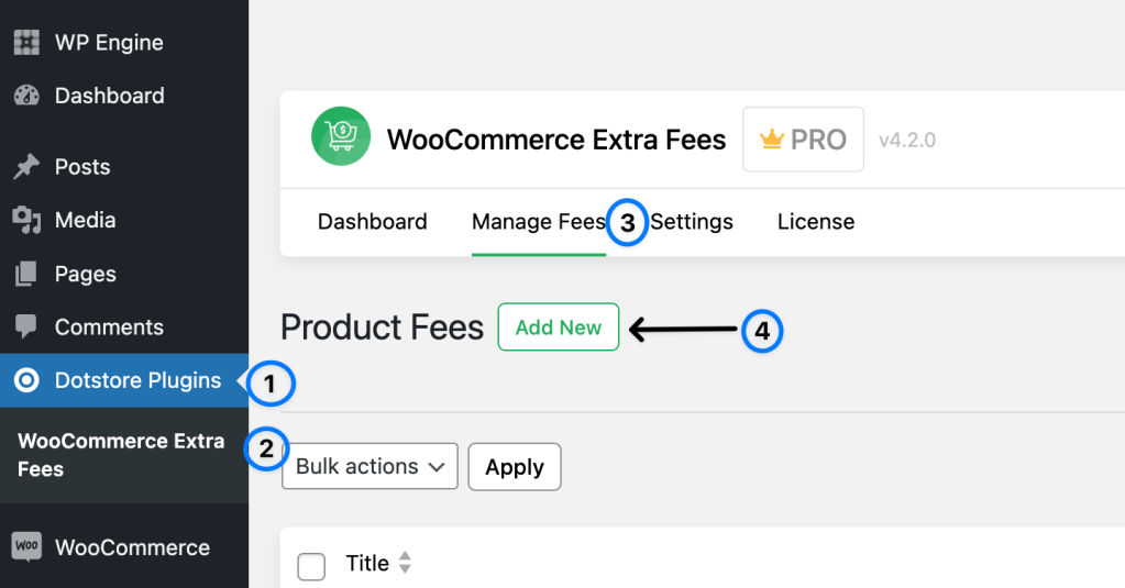 extra fee dashboard