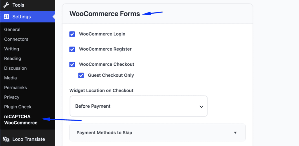 CAPTCHA enabled on WooCommerce checkout and registration forms