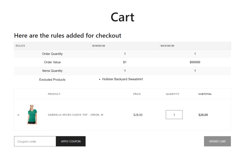 WooCommerce only allow 1 product in cart - Cart 1