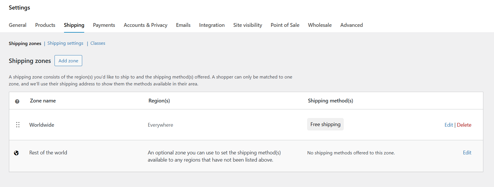 WooCommerce shipping methods not showing - 2
