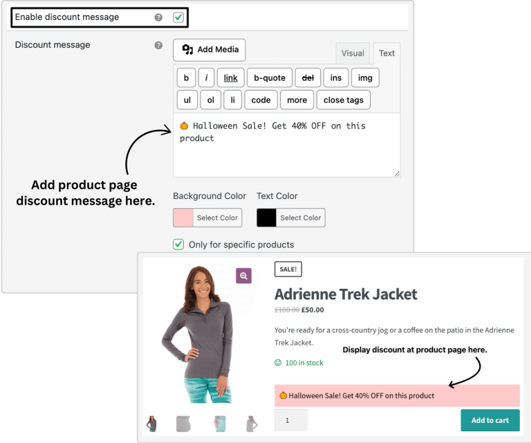 customized discount messages