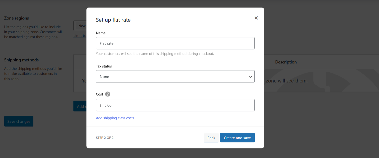 How do I add flat rate shipping in woocommerce - default settings 4