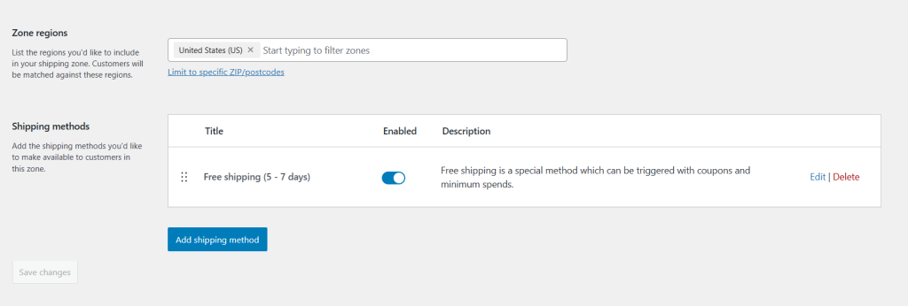 WooCommerce shipping - default settings 3