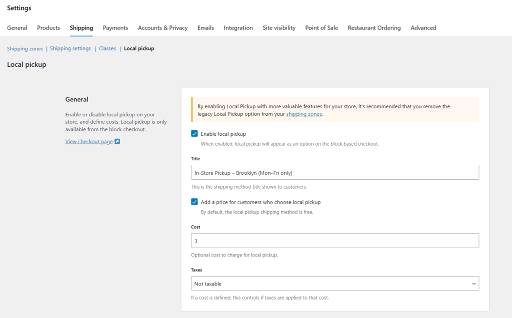 WooCommerce shipping - default settings 6