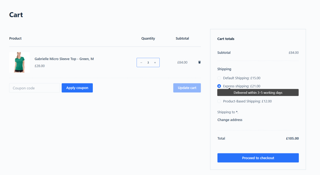 how to set up flat rate shipping in woocommerce - cart 1