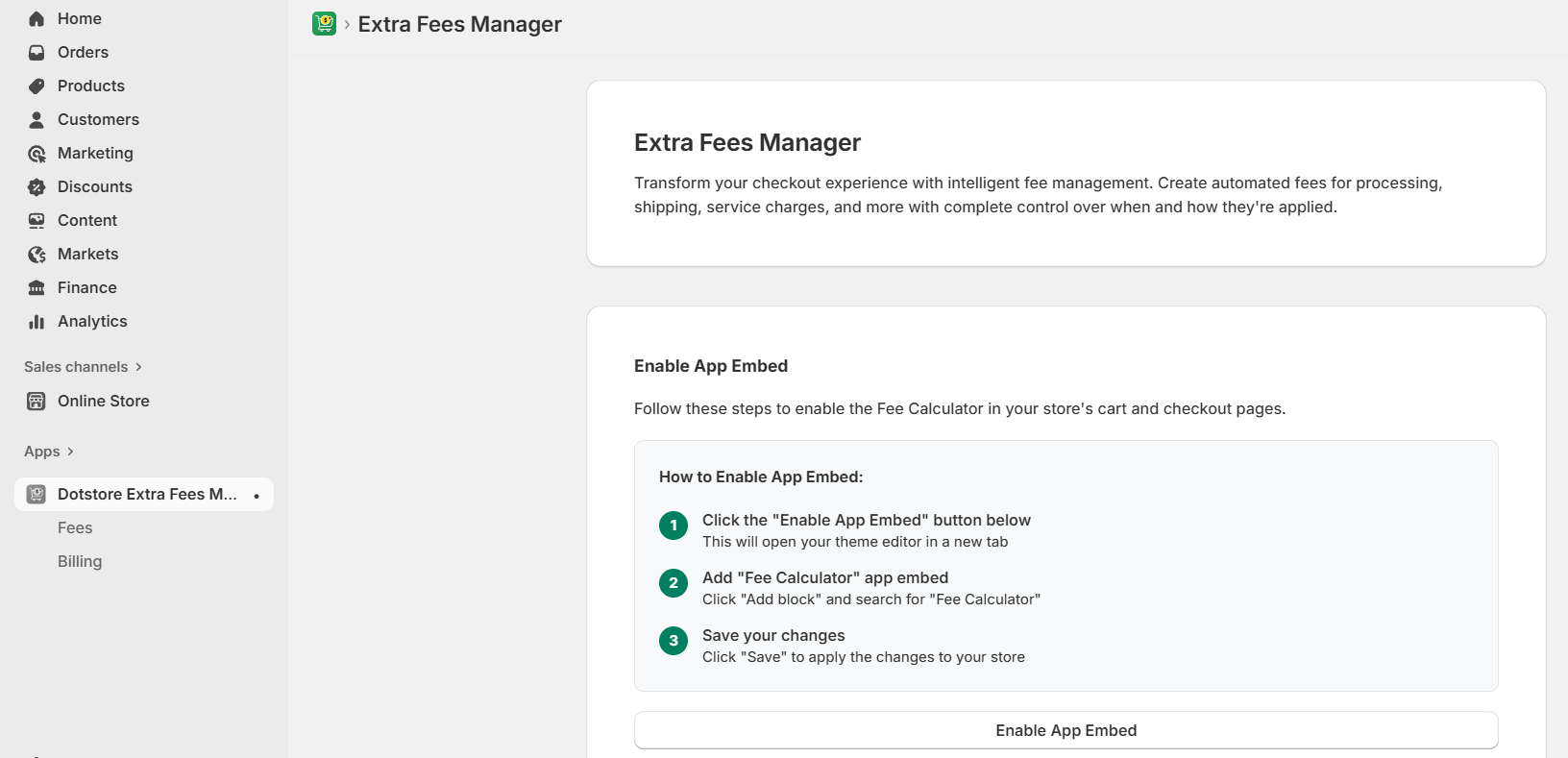 Add handling fee Shopify - 1