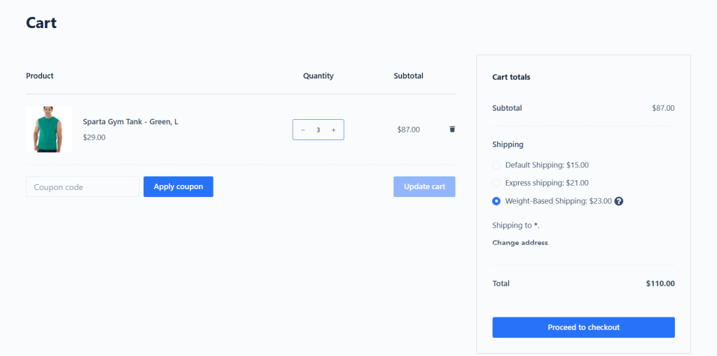 WooCommerce custom shipping method - weight based shipping front end 1