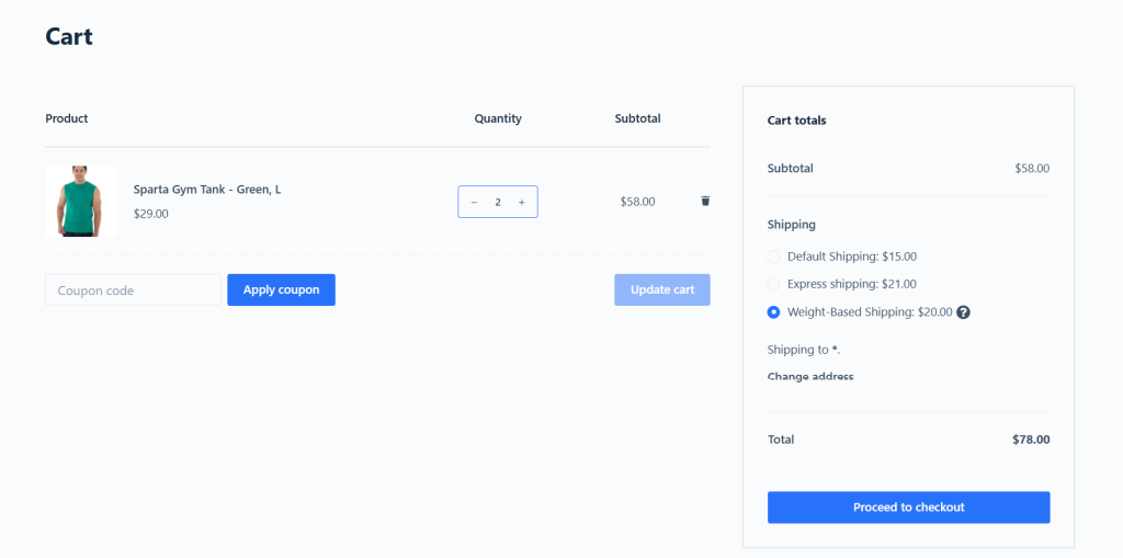 WooCommerce custom shipping method - weight based shipping front end 2