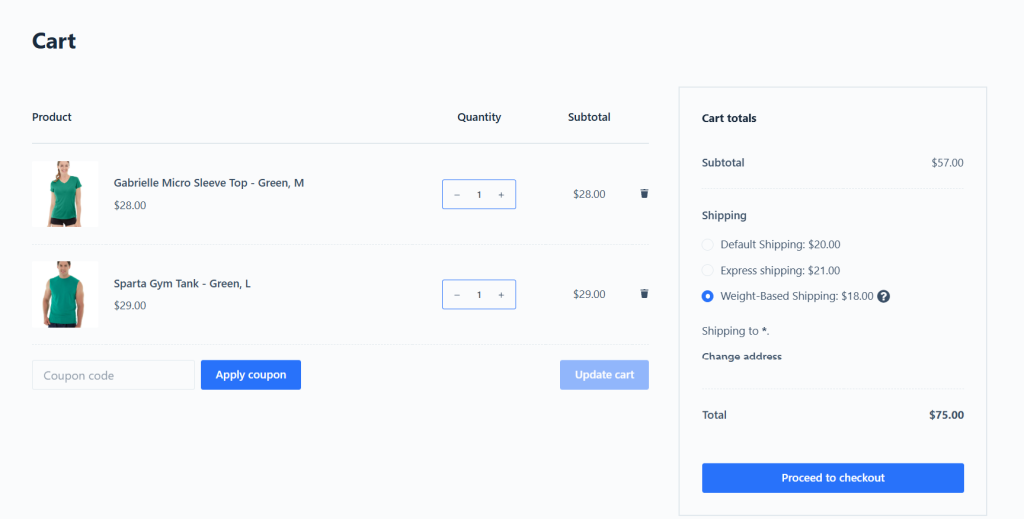 WooCommerce custom shipping method - weight based shipping front end 3